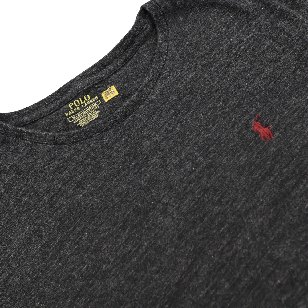 Polo Ralph Lauren Mens XL Custom Slim Fit Long Sleeve T-Shirt Charcoal Grey Pony